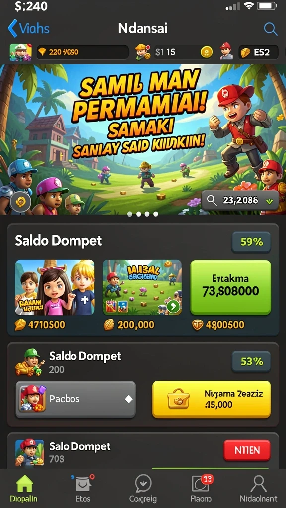Pengalaman bermain yang menyenangkan dengan berbagai pilihan permainan.